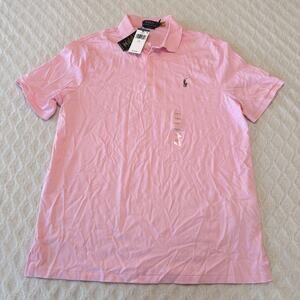 Ralph Lauren Polo Shirt Men's Pink Short Sleeve Classic Fit Size Large